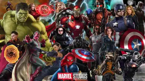 flip clock screen background of The numerous heroes in the Marvel universe